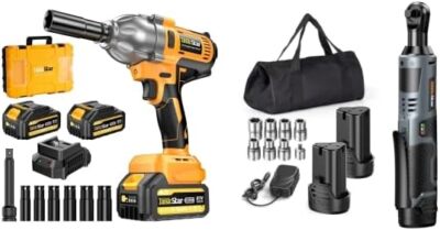 Taskstar Electric 1/2'' IMPACT WRENCH 1200NM Cordless 3/8'' RATCHET 40NM COMBO KIT