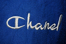 Vintage Champion Reverse Weave Chanel Hoodie Sweatshirt Small Mens Blue