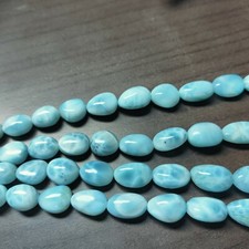 16" AAA BLUE LARIMAR GEMSTONE NUGGET TUMBLE SMOOTH 8-12 MM BEADS STRANDS