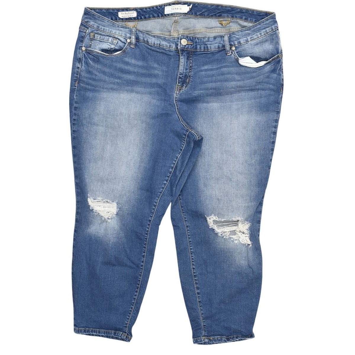 Torrid Plus Size 24 Skinny Ex Boyfriend Jeans Blue Cotton Blend Zip Solid