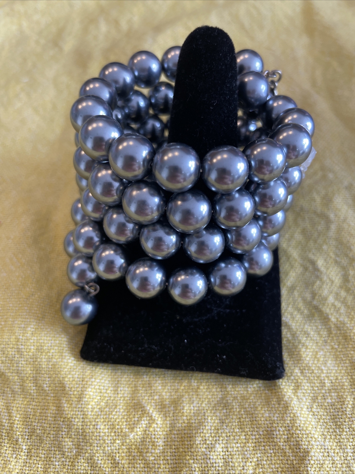 Vintage KJL Kenneth Jay Lane Faux Silver Coil Bea… - image 1