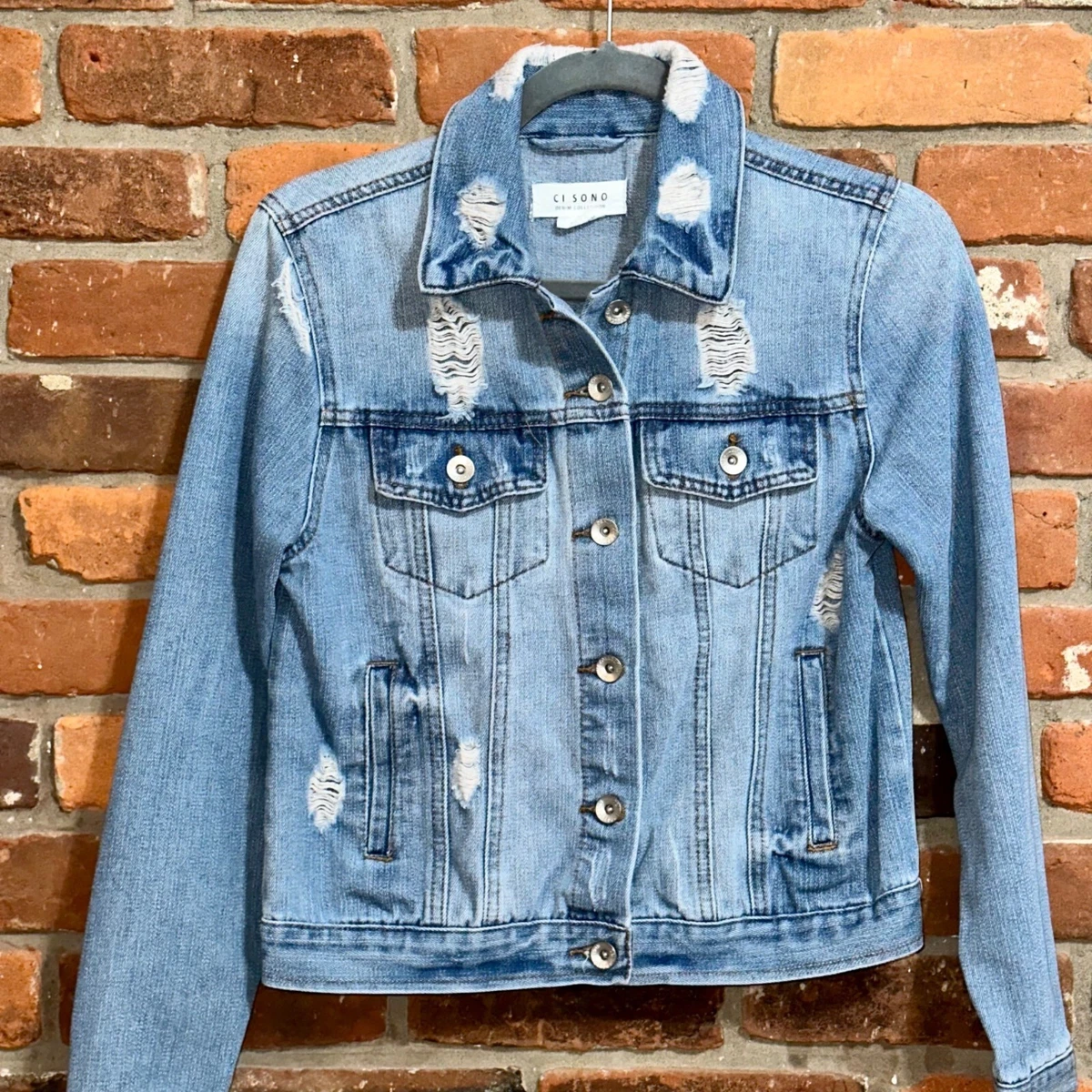 Ci sono denim hotsell jacket with hood