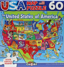 USA Map Jigsaw Puzzle 60 Piece 8 X 11 Cartoons Make Learning Fun CraZart