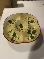 Vintage Laurie Gates Los Angeles Potteries Chip And Dip Relish Tray 5 Part