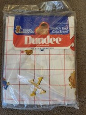DUNDEE Cotton Crib Sheet BEARS N BLOCKS FITS 28" x 52" MATTRESS VTG NEW