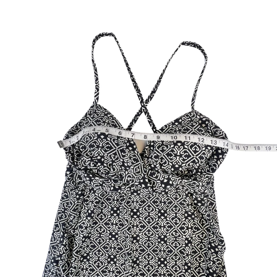 Liz Lange Maternity Tankini Swim Top Black White Sz M Criss Cross Back Swimwear - Image 3 of 4