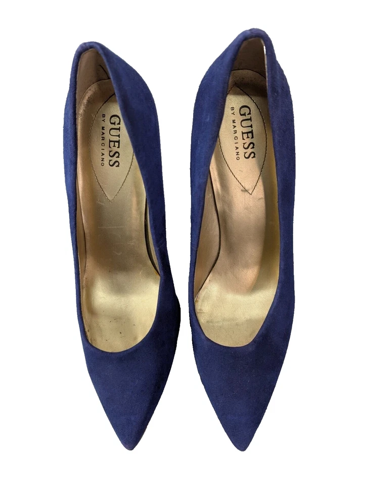 Tacones de tacón de aguja Guess By Marciano de cuero azul gamuza punta talla 9M Foto 2 de 4