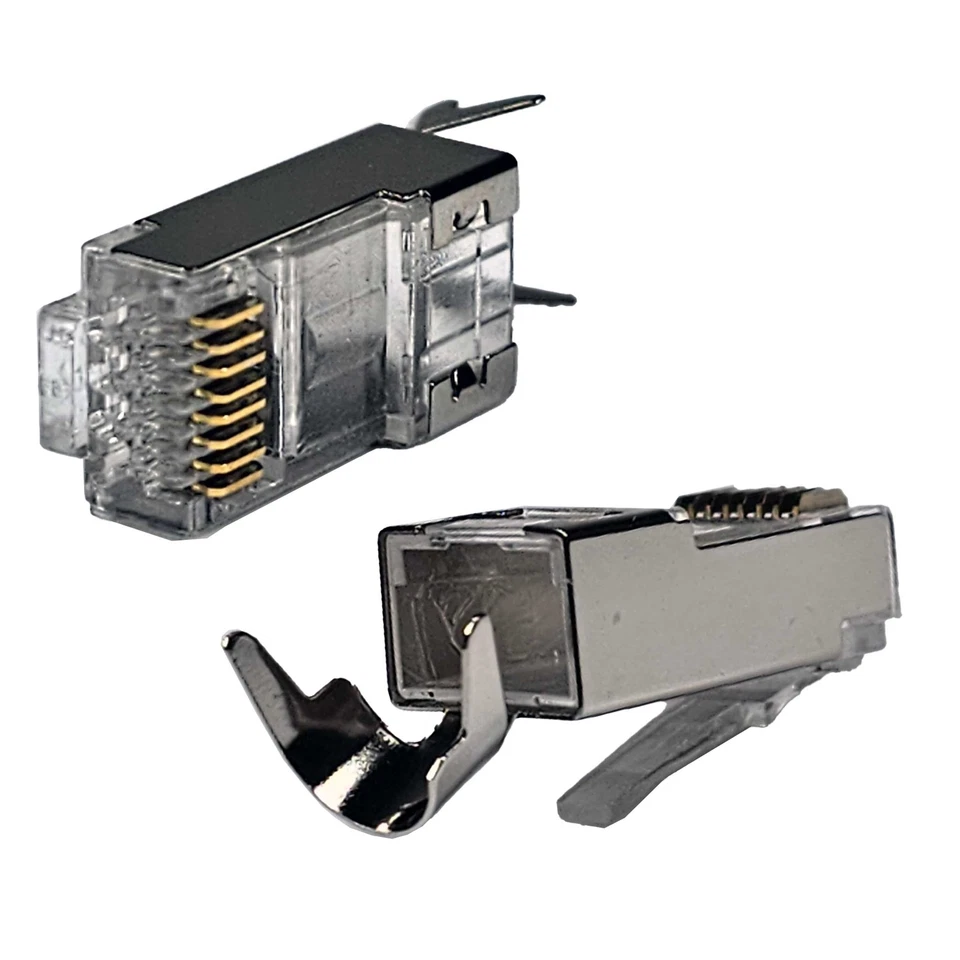 Conector enchufe modular de paso CAT6/CAT6A extra grande RJ45 8P8C, 100 un. Foto 3 de 4