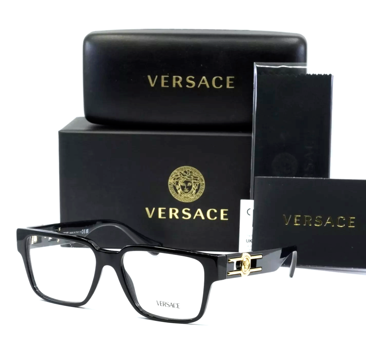 Versace Black and Gold Eyewear and Case Versace 3255 Black/Gold Eyeglasses GB1 54-17 140 *New/Open  main image 2