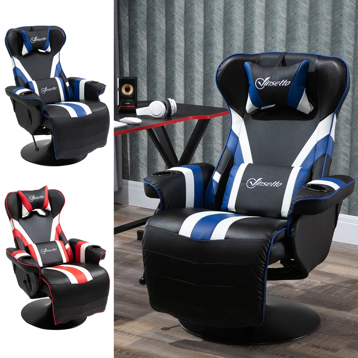 Racing Style Gaming Office Recliner Reclining Video Game Chair eBay