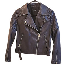 Topshop Faux Leather Womes Biker Jacket Size 6