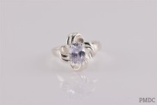 Sterling Silver Oval Purple Amethyst Ribbon Loop Band Ring 925 Sz: 5.5