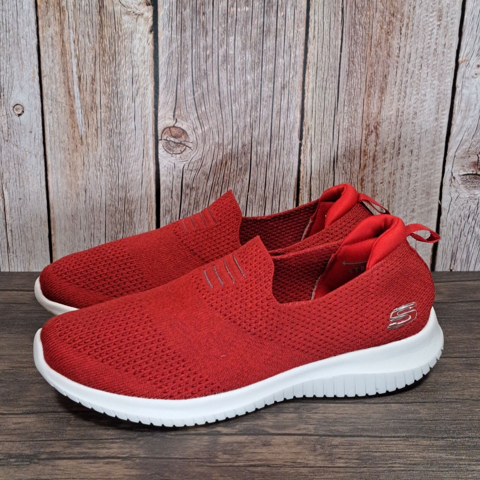 RARE Skechers Ultra Flex Harmonious Red Knit Slip on Walking
