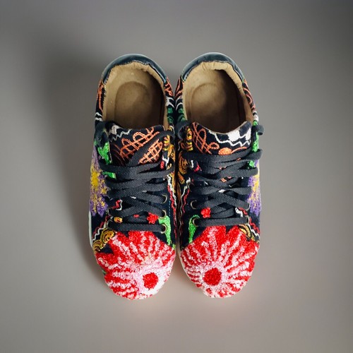 Suzani Embroidered Sneakers Women’s Sz 40 US 9 - 9.5 Multicolor Floral Handmade - Picture 3 of 21