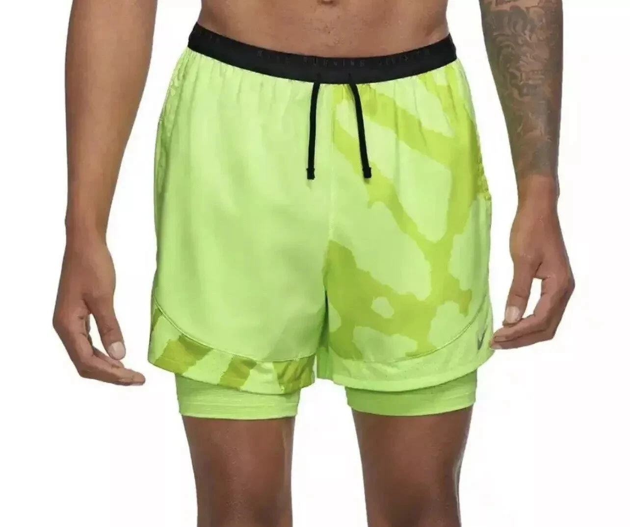Men Nike Flex Stride 5” Running Shorts Neon Camo Beach Gym DQ4761-358 Size S