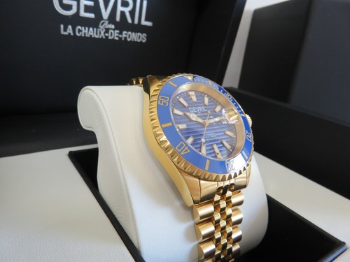 Gevril Men's 42604 Chambers Swiss Automatic Ceramic Bezel Gold IP Date Watch - Picture 5 of 12