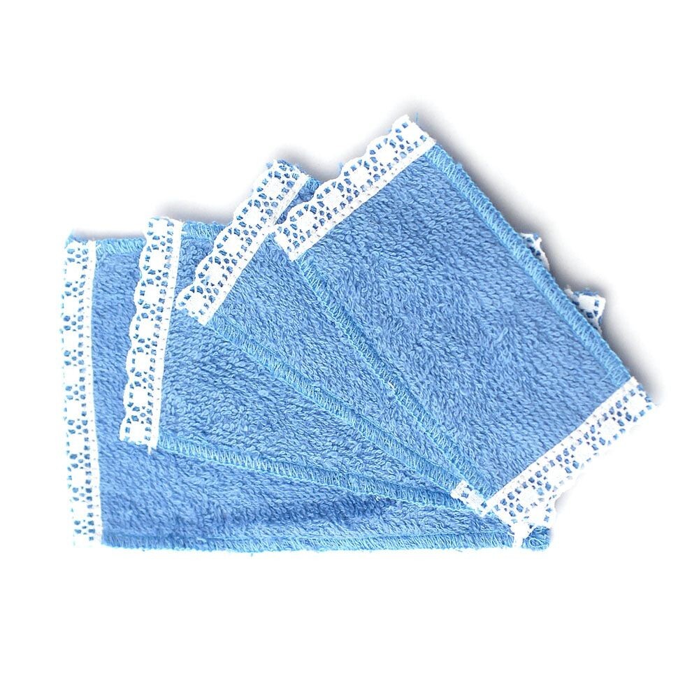 Dolls House Towel Set 4pc Blue Fabric Bathroom Accessory Miniature 1:12th Scale