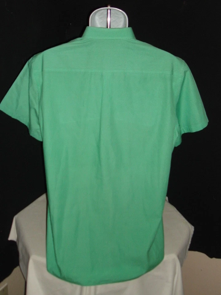 STONE ROSE 2-TONE GREEN MIINI CHECK 100% COTTON S/S BUTTON FT. SHIRT SZ XL SLIM - Image 4 of 4