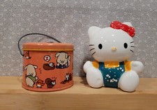 Vintage Sanrio Ceramic Hello Kitty Kobuta no Pippo Pig Mini Coin Piggy Bank Set