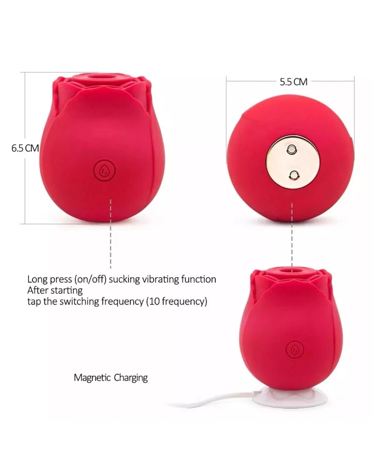 Masajeador Rosa, Fuerte Vibración, Resistente al Agua, 10 Ajustes, Recargable NUEVO Foto 3 de 4