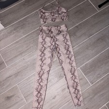 Varley Leggings and Bra Set Tan Snake Skin Size Women's leggings sz S top M