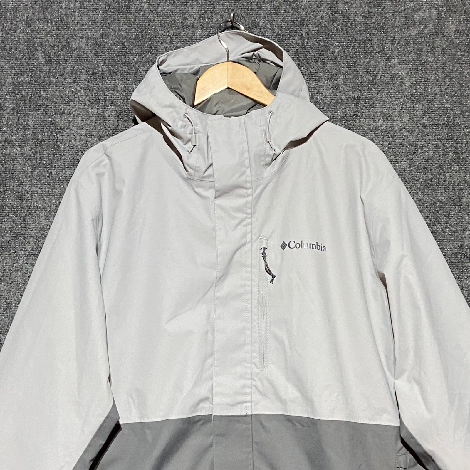 Columbia Mens Hikebound II Jacket L Grey Waterproof Omni-Tech Hooded WM2619-039 image 5