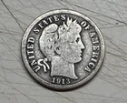 1913 SILVER BARBER DIME + 1958 SILVER ROOSEVELT DIME