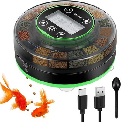 Alimentador De Peces Recargable Với Pantalla LCD Y Alimentacion Precisa
