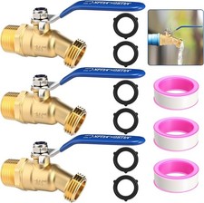 3/4" x 3/4" NPT Brass Male Hose Bibb, 3 Set