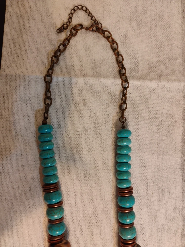 Ожерелье из медных бирюзовых бусин с анималистическим принтом папарацци пустыня спокойствие - Изображение 3 из 4