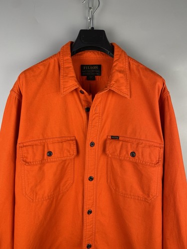 Filson CC Mens Cotton Orange Button Long Sleeve Flannel Shirt Size L - Picture 3 of 18