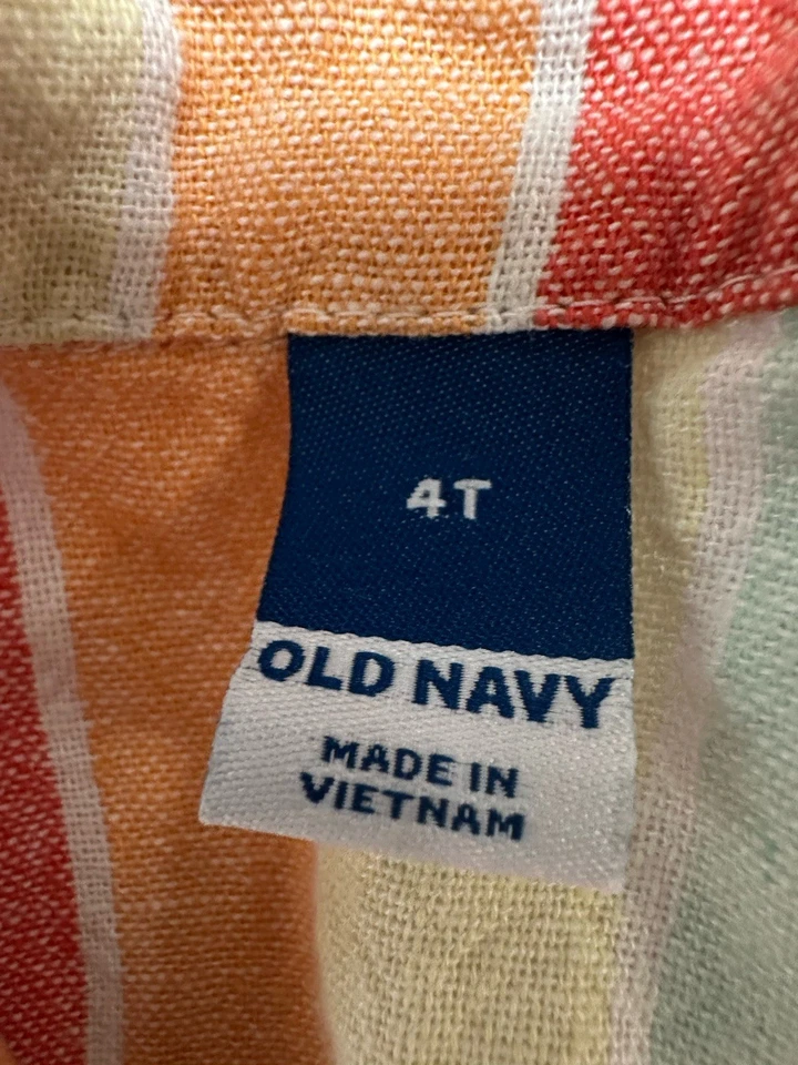 Lote Antiguo Conjunto Camisa y Pantalones Cortos Azul Marino Mezcla Lino Botón Frontal Gemelos Pastel Rayas Foto 3 de 4