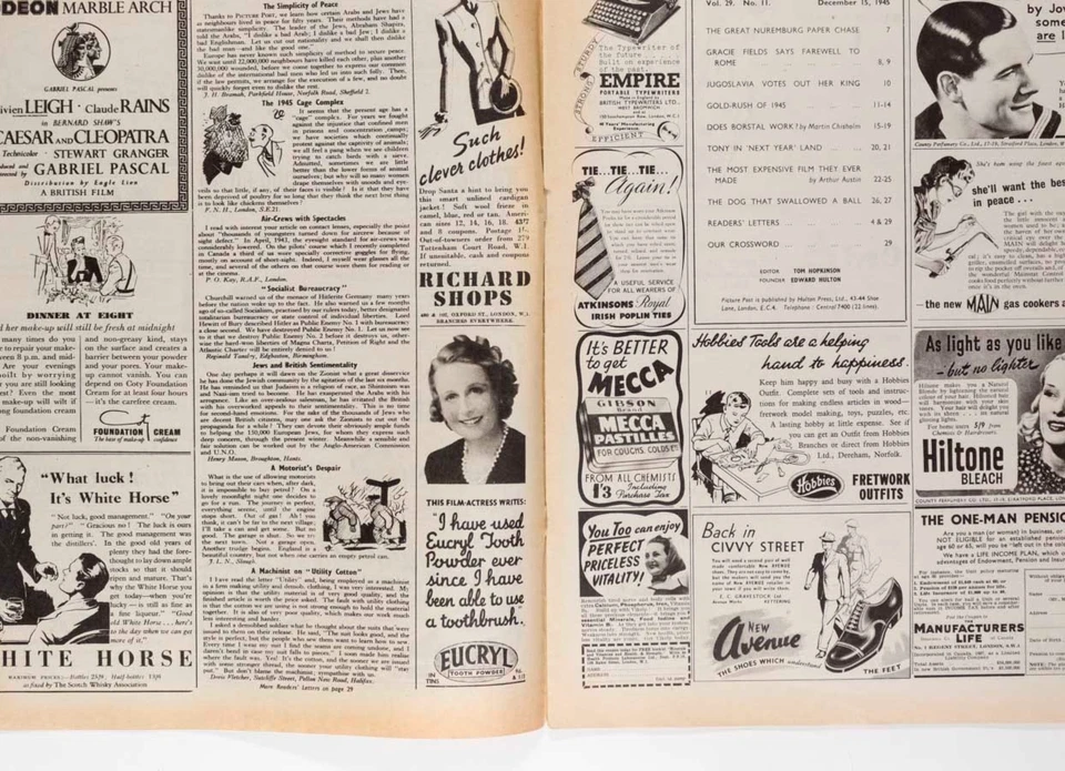 Vivien Leigh GRACIE FIELDS Nuremberg Trial PICTURE POST MAGAZINE December 1945 - Image 3 of 4