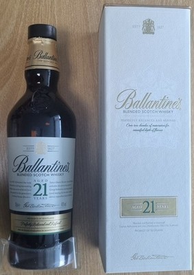 Ballantine's 21 Year Old Empty Whisky Bottle with Box Blended Scotch Collectible