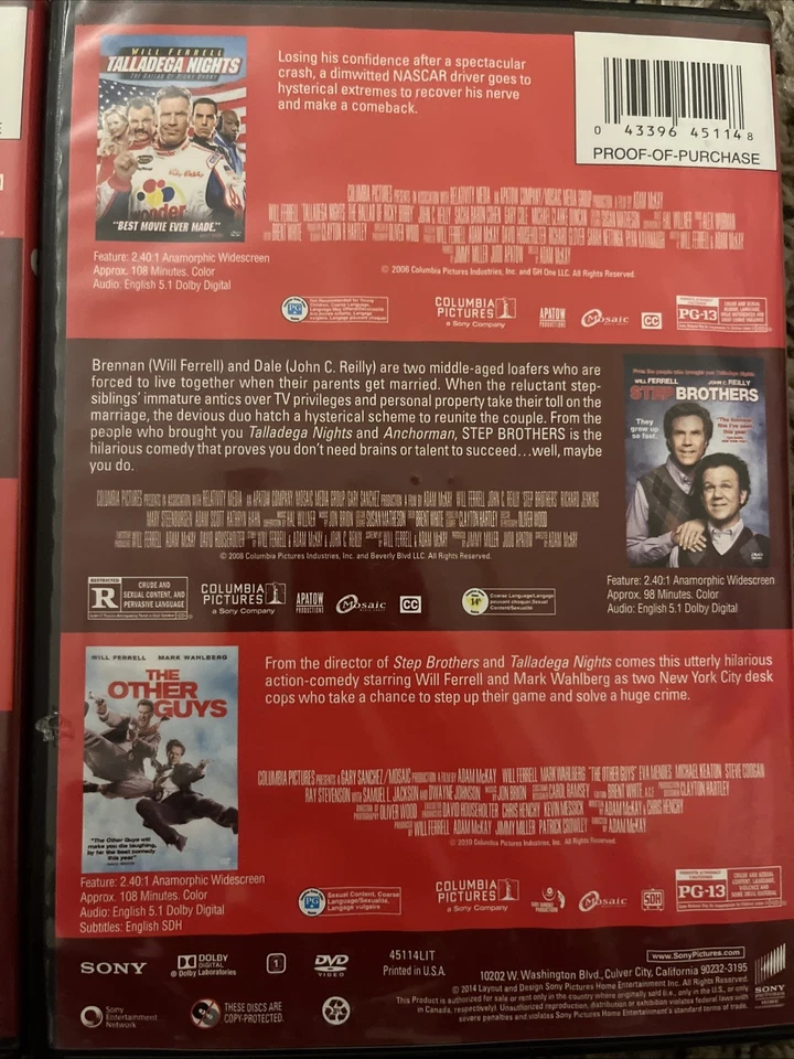 Laugh Out Loud 2 Pack DVD Bundle Lot 7 Movies 5 Discs Will Ferrell Adam Sandler - Image 4 of 4