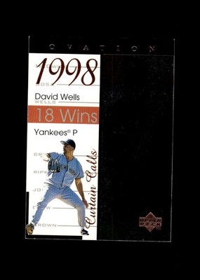 1999 Upper Deck Ovation Curtain Calls #R14 David Wells New York Yankees