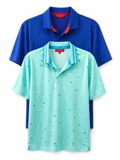 Redvanly Lot Of 2 Men's Printed Performance Golf Polos Sz L Athleisure Casual