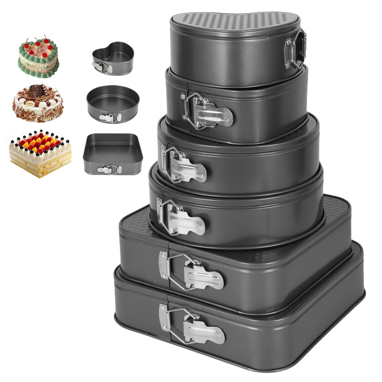 6Pcs Springform Cake Pan Set Of 7 7.8 8.6 9 10 11inch Moldes Para Pasteles No...