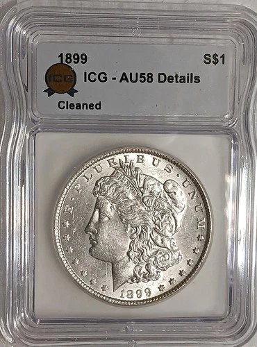 1899 p MORGAN DOLLAR Silver $ looks Uncirculated ms bu unc KEY ICG AU58 details