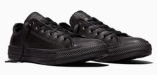 Ex Cond Converse Chuck Taylor All Star OX Black Mono Leather Wo 7.5 / Men 5.5