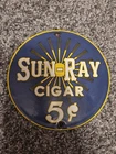 Vintage Sun-Ray Cigar 5¢ Vintage porcelain sign 6"