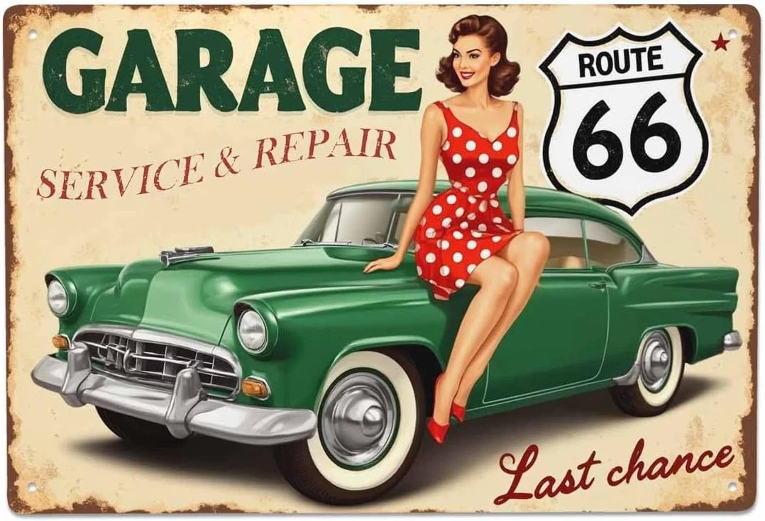 Targa In Metallo Vintage 20,3 X 30,5 Cm, Motivo Bettie Page Pin Up Girl