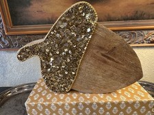 Wooden ACORN-w/Gold Sequins-8 H X 6 W-NEW/NWT-Perfect For Fall-Detailed/India