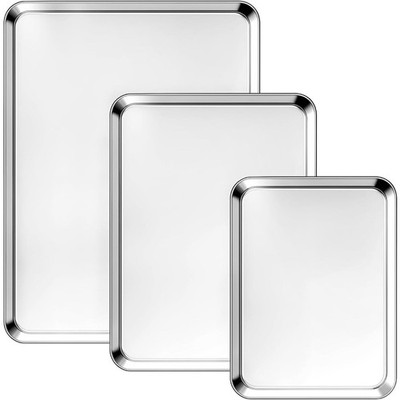 Stainless Steel Baking Sheet Pan Set, 3 Pack Cookie Sheets for Baking, Heavy