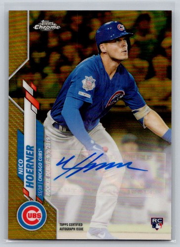 Nico Hoerner 2020 Topps Chrome Gold Refractor 38/50 MLB Debut #RDUSA-NH RC Auto