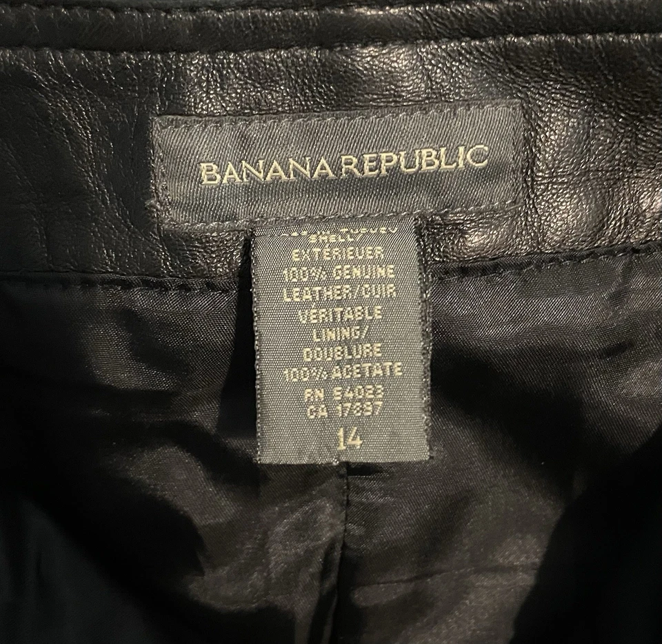 Женские черные брюки из натуральной кожи Banana Republic размер 14 - Изображение 3 из 4