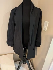 Blue Sol Open Front Blazer Size L Black 3/4 Sleeves New w/Tags