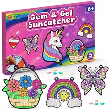 Window Art Suncatcher Kits for Kids, 4PCS Fun Gem Painting Diamond Art Crafts...