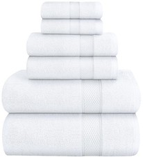Premium 6 Piece Towel Set   600 GSM   2 Bath Towels, 2 Hand/Hair Towels, and ...