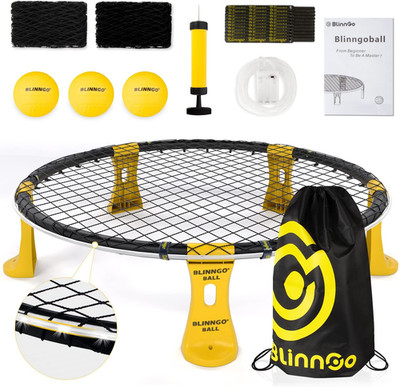 Outdoor Roundnet Spieleset, Spike Ball Set, 3 Bälle Pumpe, Gartenspiel Team, DE-